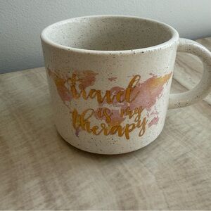 “Travel is My Therapy” Speckled Mug